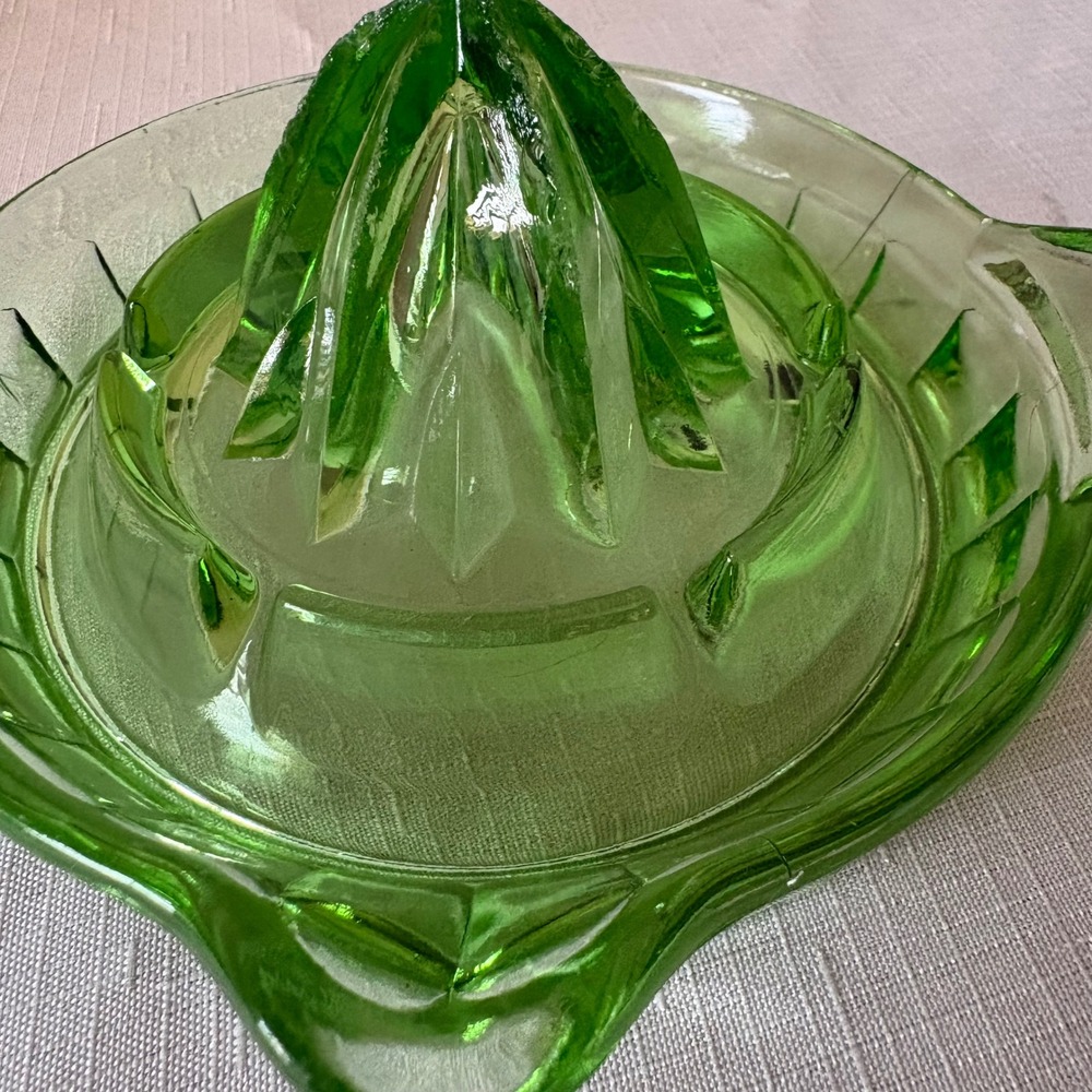 Vintage Green Depression Glass Citrus Juicer Reamer